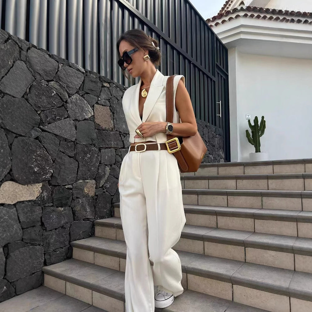 Damen Weite Palazzo-Hose mit eleganter Bundfaltenverarbeitung EB