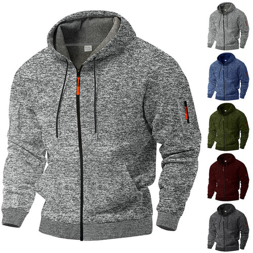Herren nan sportliche Kapuzenjacke mit durchgehendem Reißverschluss und Ärmeltasche EB