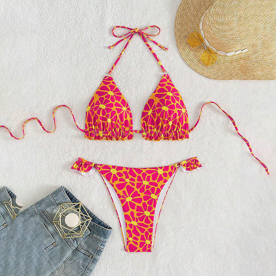 Damen Triangel-Bikini mit verspieltem Blumendesign EB