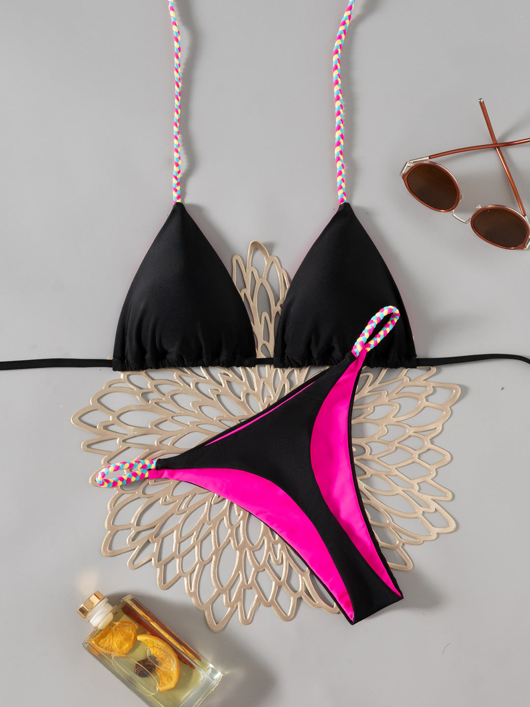Damen Triangel-Bikini mit bunten Akzenten EB
