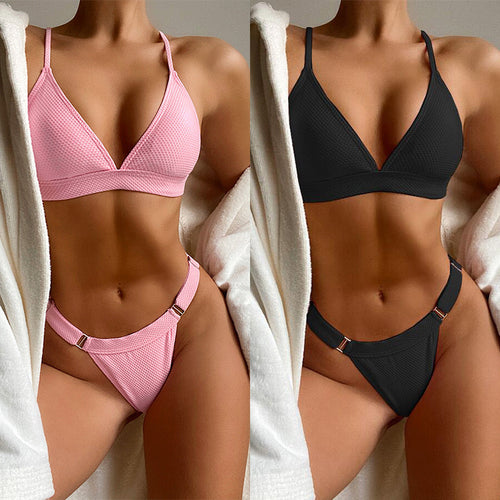 Damen Triangle Bikini-Set mit luxuriösen Banddetails EB