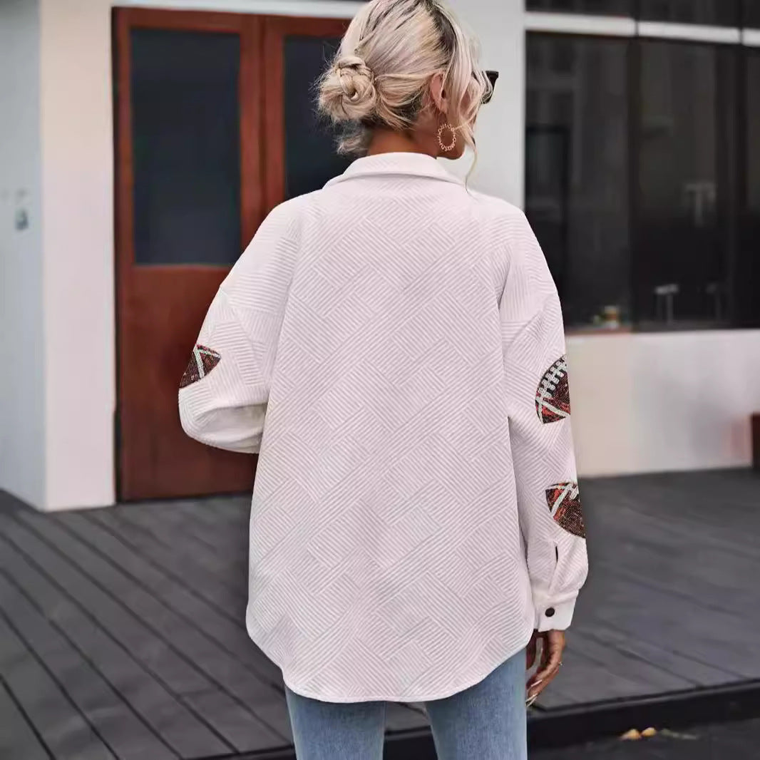 Damen Oversized Jacke mit Football-Design und praktischen Taschen EB