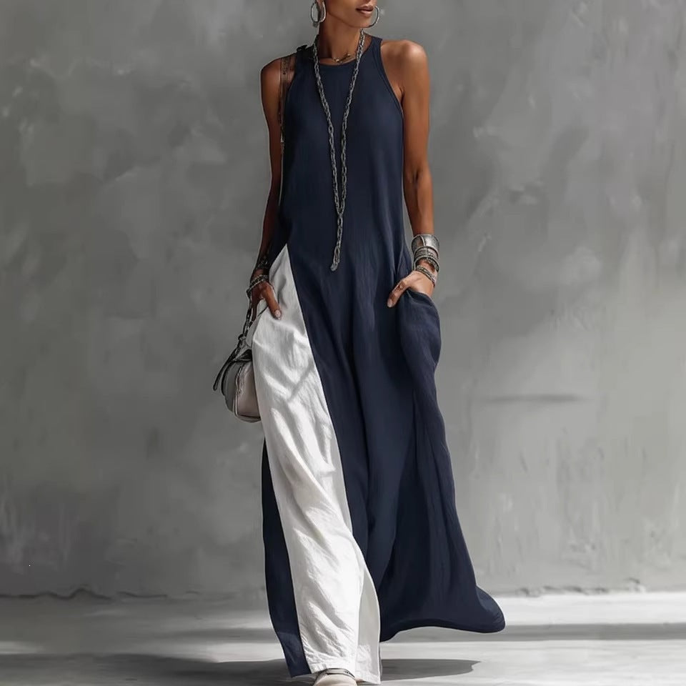 Damen Lässiges Maxikleid mit asymmetrischem Schnitt und tiefem Rückenausschnitt EB
