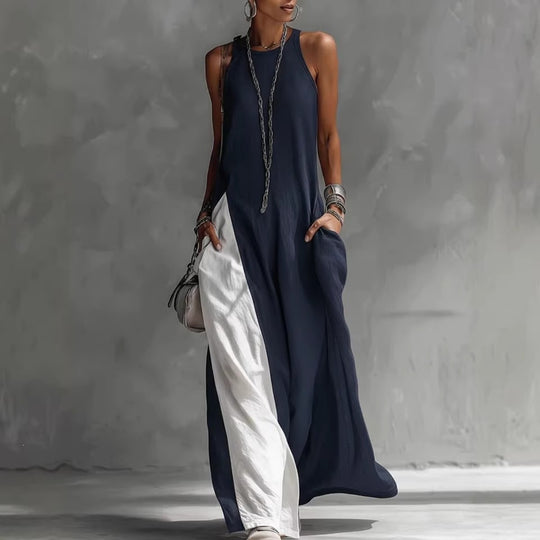 Damen Lässiges Maxikleid mit asymmetrischem Schnitt und tiefem Rückenausschnitt EB