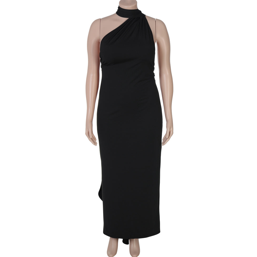 Damen Elegantes One-Shoulder Maxikleid mit figurbetonter Silhouette EB