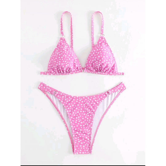 Damen Triangel-Bikini mit verspieltem Muster EB