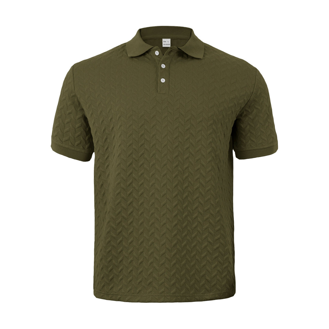 Herren nan feingewobenes Polohemd mit Chevron-Reliefstruktur und kurzer Knopfleiste EB