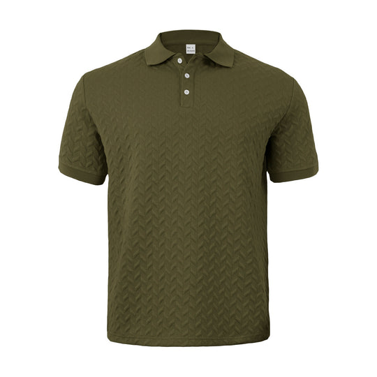 Herren nan feingewobenes Polohemd mit Chevron-Reliefstruktur und kurzer Knopfleiste EB