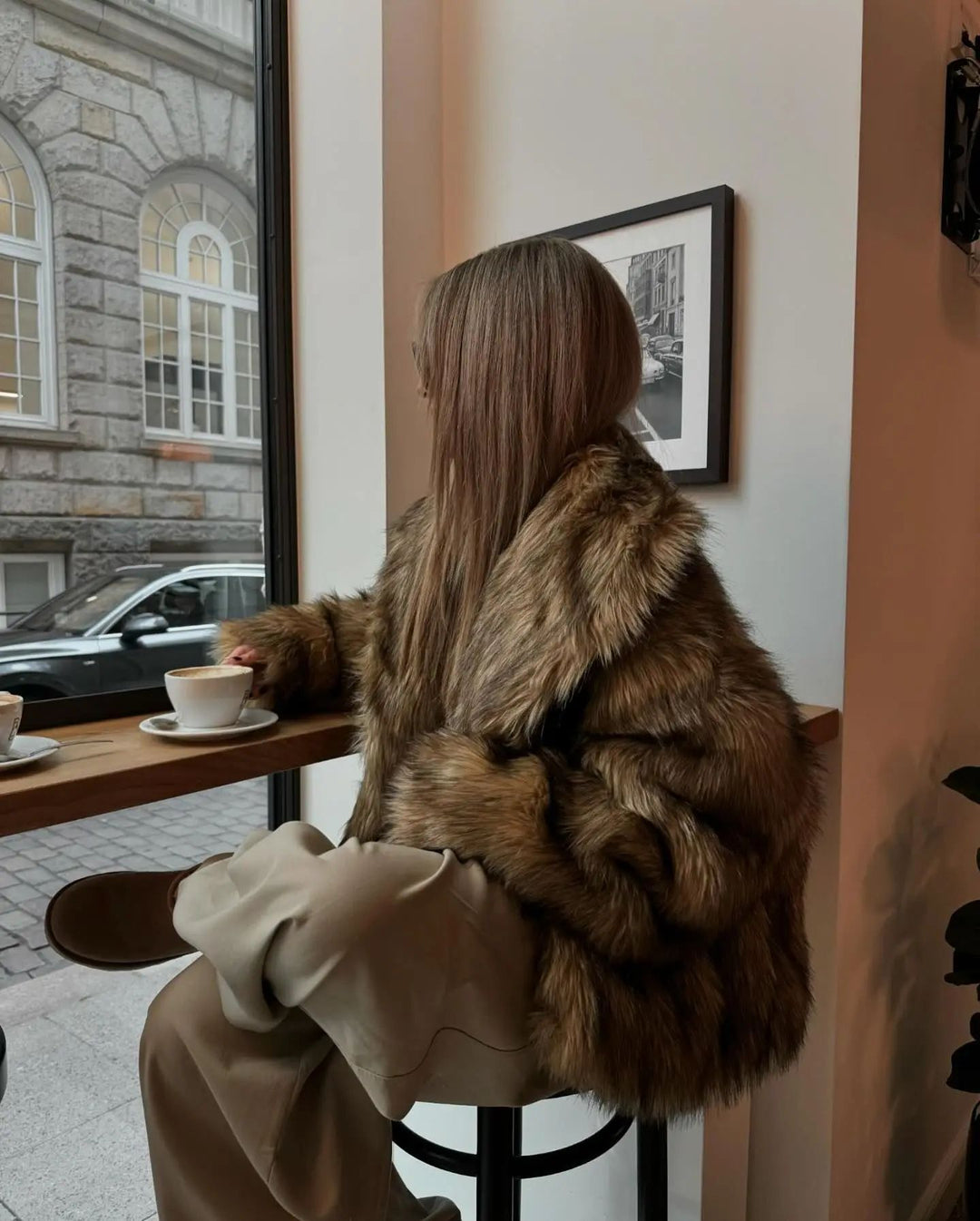 Damen Kuschelige Faux-Fur Jacke mit weichem Innenfutter EB