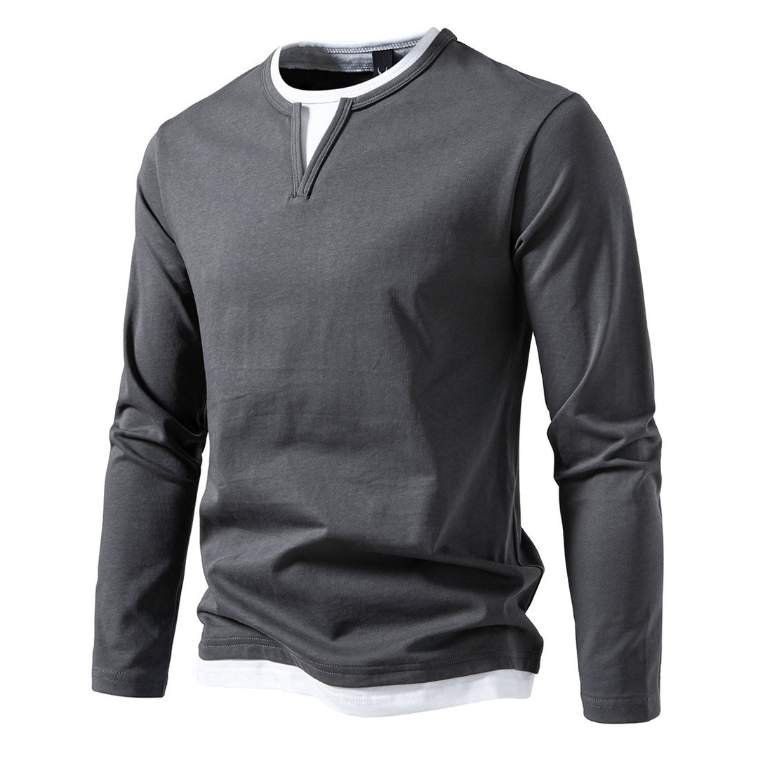 Herren Langarmshirt mit modernem V-Ausschnitt und coolen Layering-Details EB