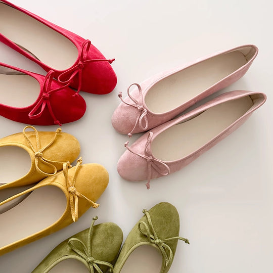 Damen Ballerinas mit zartem Schleifen-Detail und hochwertigem Wildleder EB