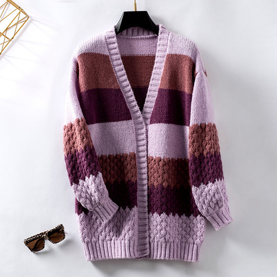 Damen Strickjacke mit trendigem Blockdesign und luftiger Haptik EB