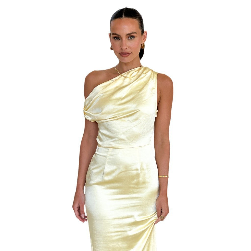 Damen Maxikleid mit asymmetrischem Schnitt und elegantem Oberteil EB