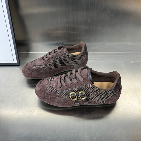 Damen Sportliche Sneakers mit elegantem Geflecht und modischem Schnallenverschluss EB