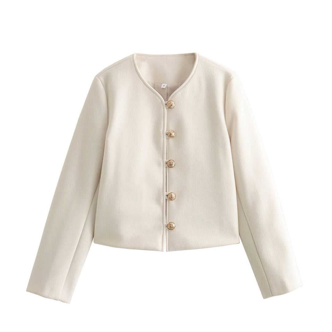 Damen elegante Kurzjacke mit strukturierten Knopfdetails EB