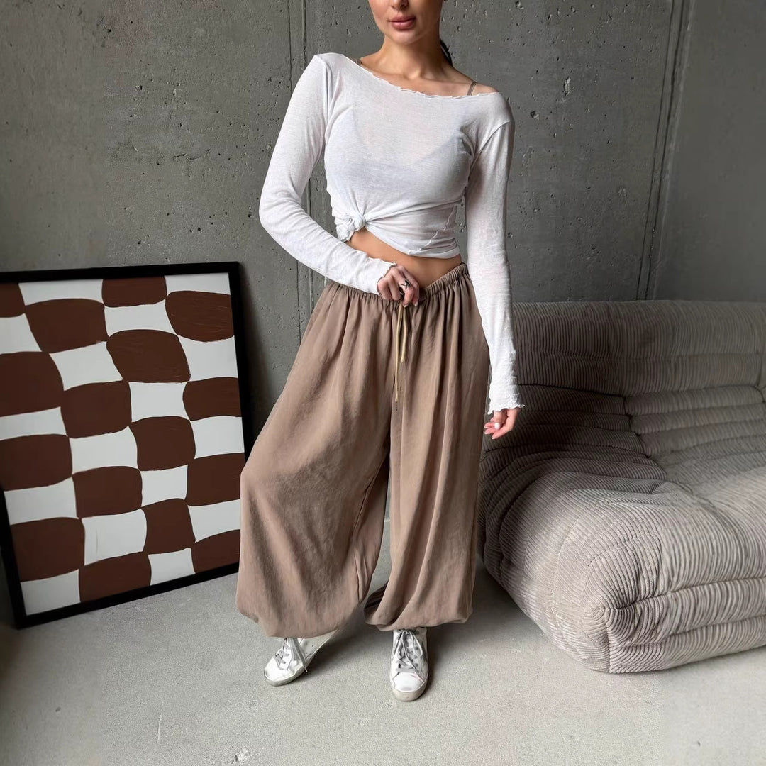 Damen weite Harem-Ballonhose mit hohem Elastikbund, Tunnelzug und lässiger Weite Eichborn Berlin