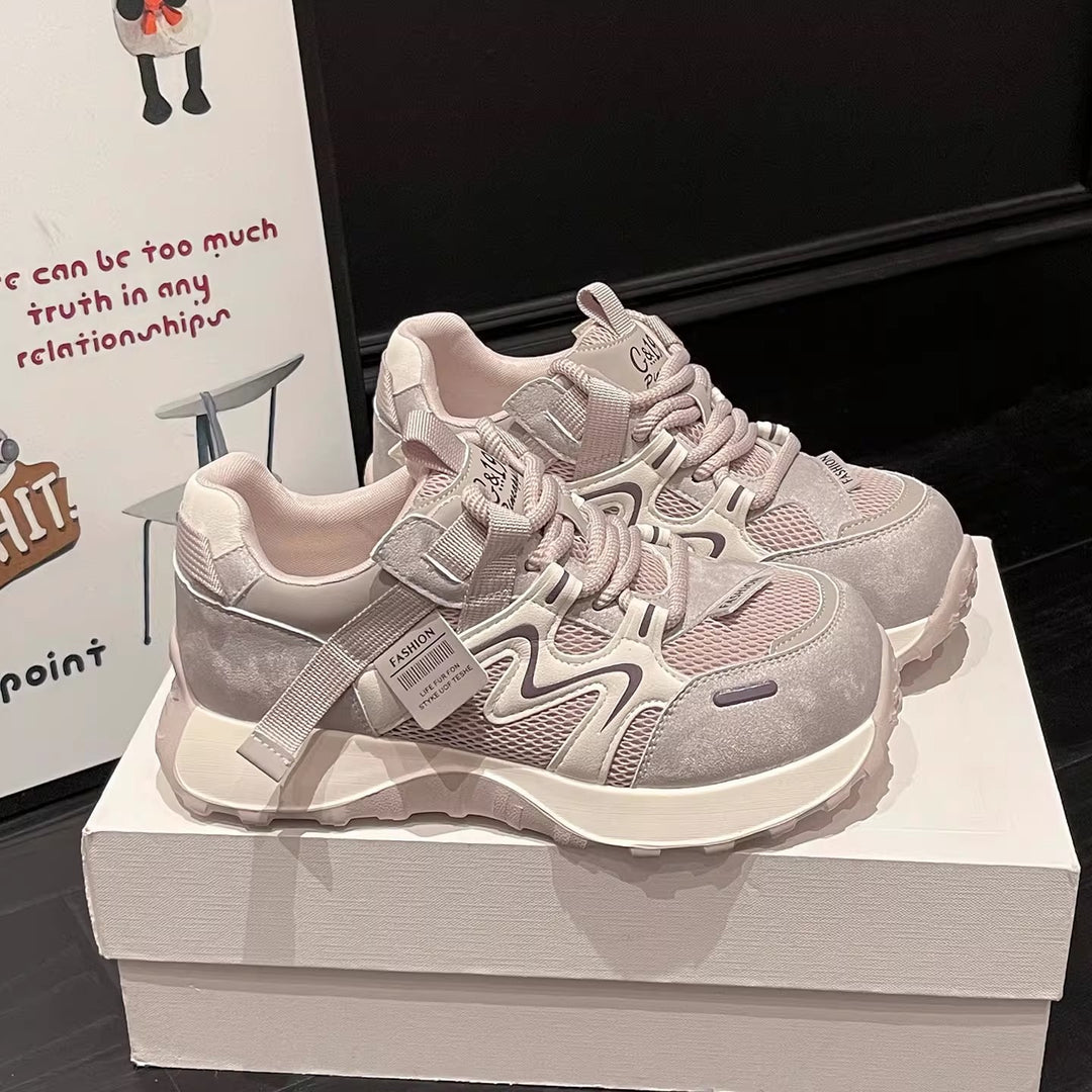 Damen Sportliche Sneakers mit atmungsaktiver Mesh-Oberfläche und verstärktem Fersenbereich EB