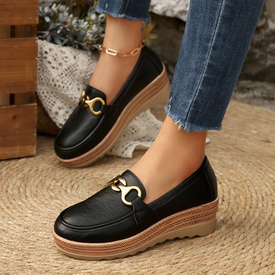 Damen Schicke Loafers mit modischem Kork-Detail und rutschfester Sohle EB