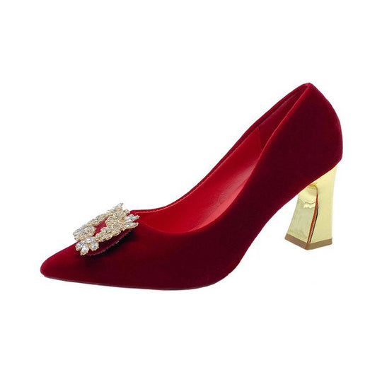 Damen elegante Spitzenpumps mit Kristallverzierung EB