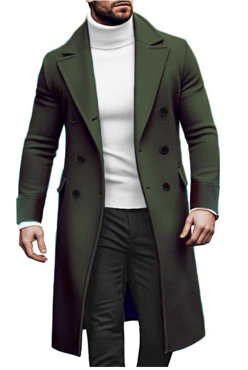 Herren eleganter Doppelmantel mit breitem Revers und praktischen Taschen EB