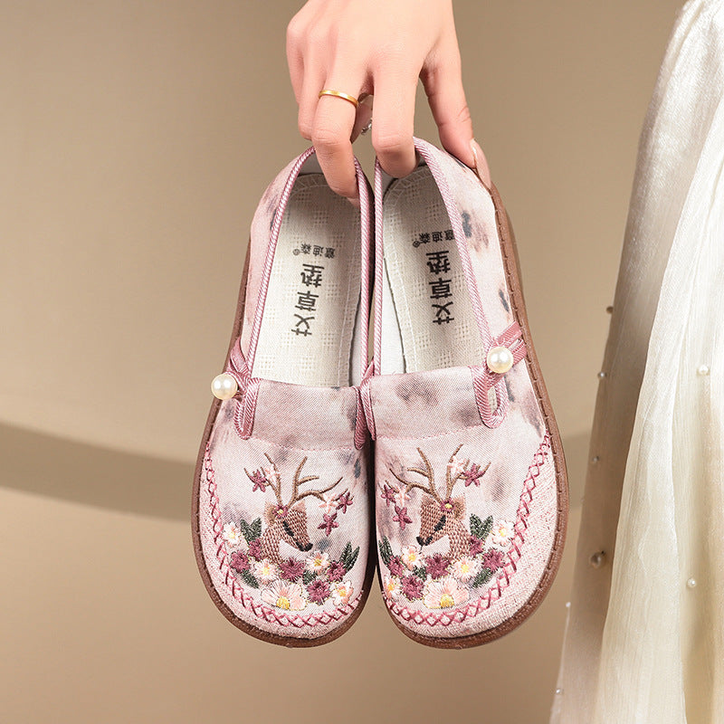 Damen modische Hausschuhe mit stilvollem Blumenornament und elastischem Gummizug EB