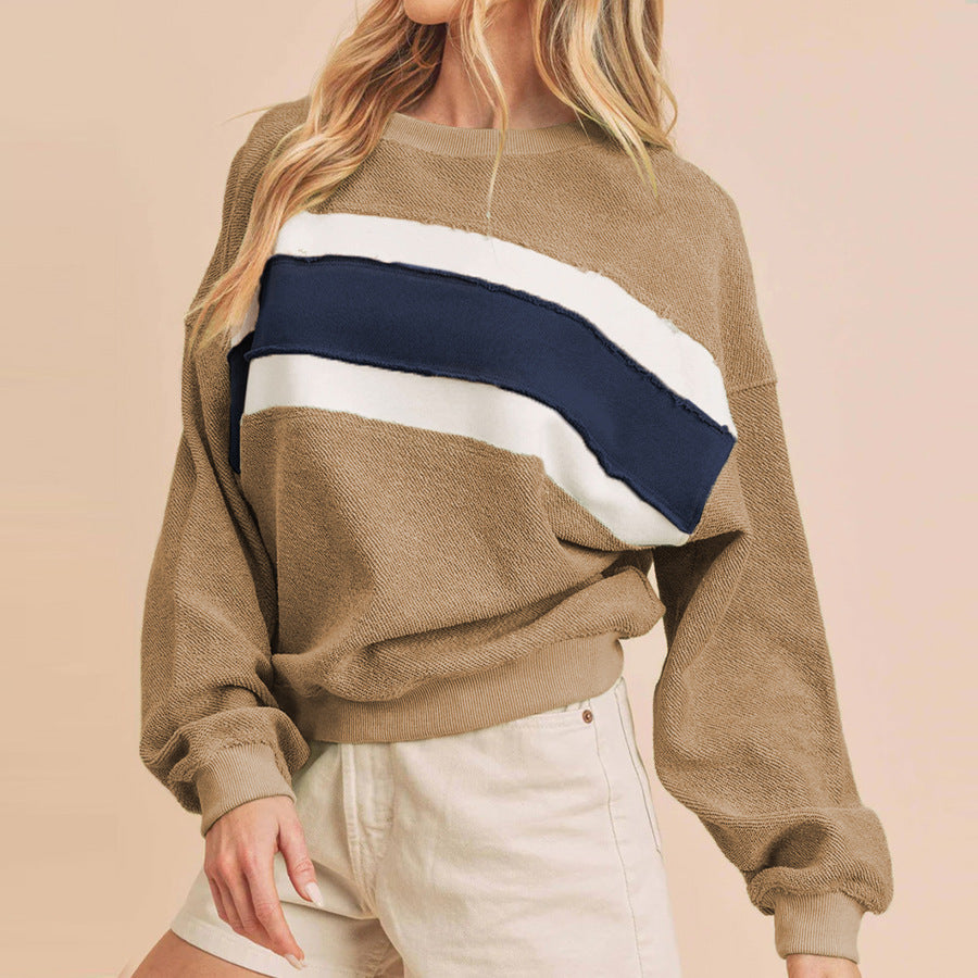 Damen Kuscheliger Oversized Pullover mit Streifen EB