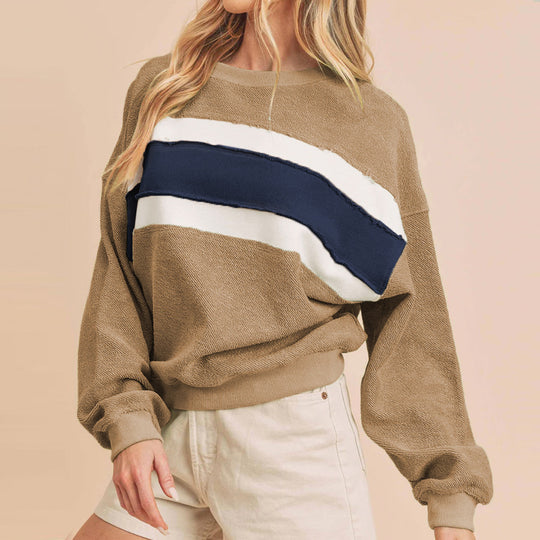 Damen Kuscheliger Oversized Pullover mit Streifen EB
