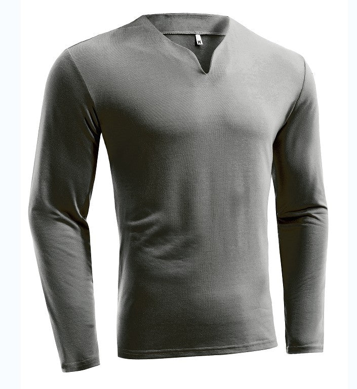 Herren nan Langarmshirt mit V-Ausschnitt Slim Fit Baumwollmix und elastischem Komfortbund EB