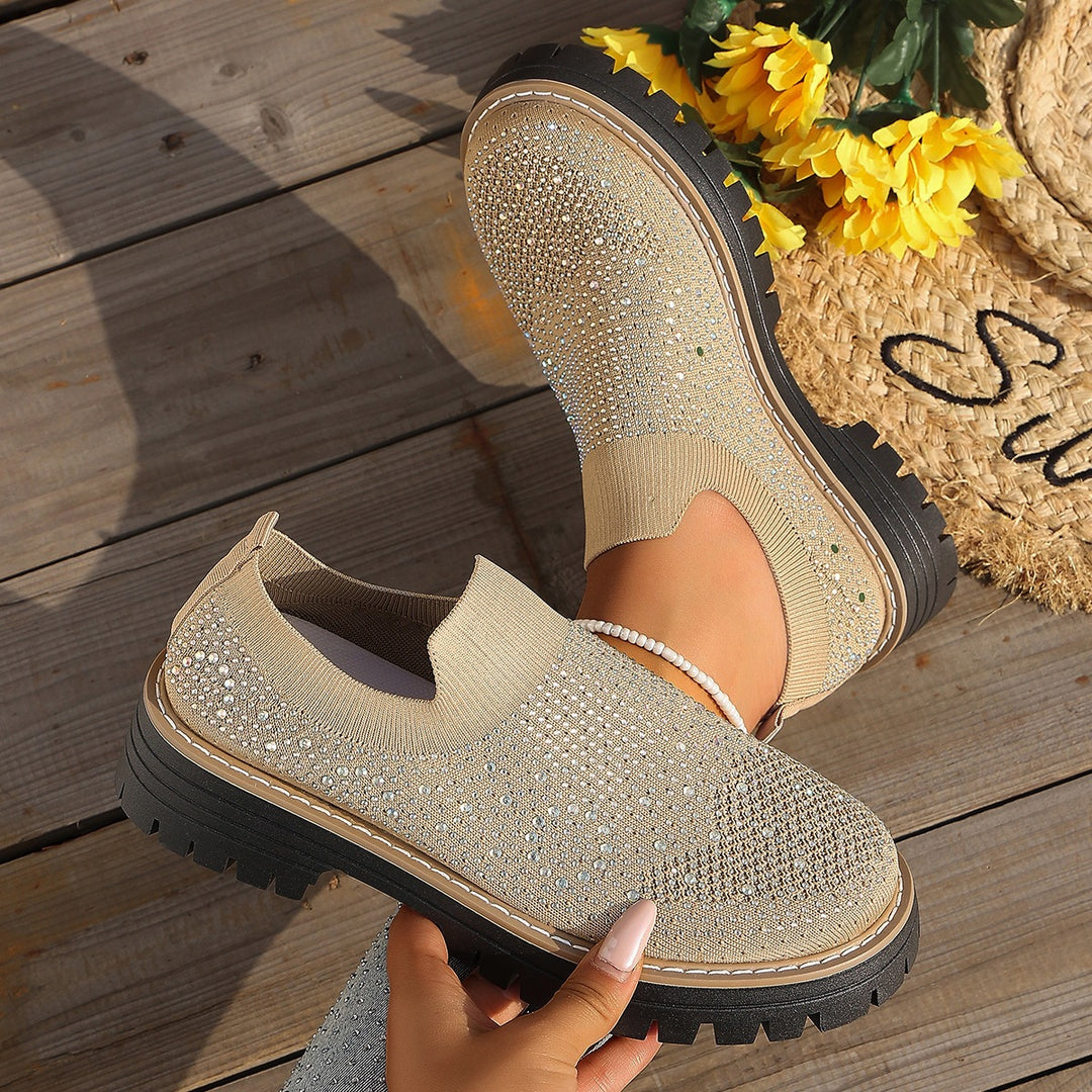 Damen Glitzernde Slip-On Sneakers mit komfortablem Fußbett EB