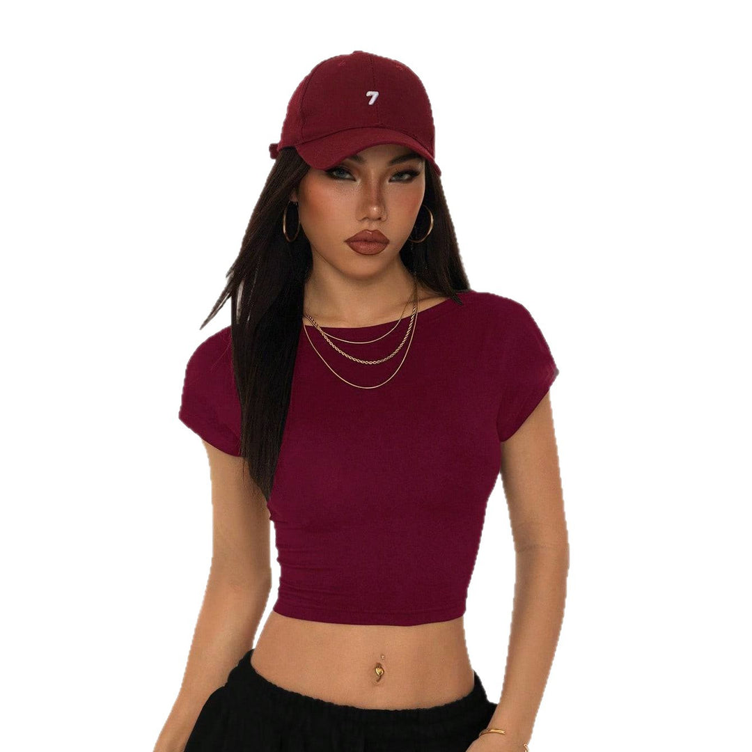 Damen Crop-Top mit breitem Ausschnitt und körperbetontem Schnitt EB