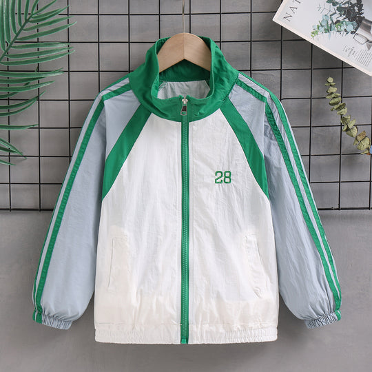 Damen nan sportlicher Retro Windbreaker mit Stehkragen und Raglanärmeln R&B
