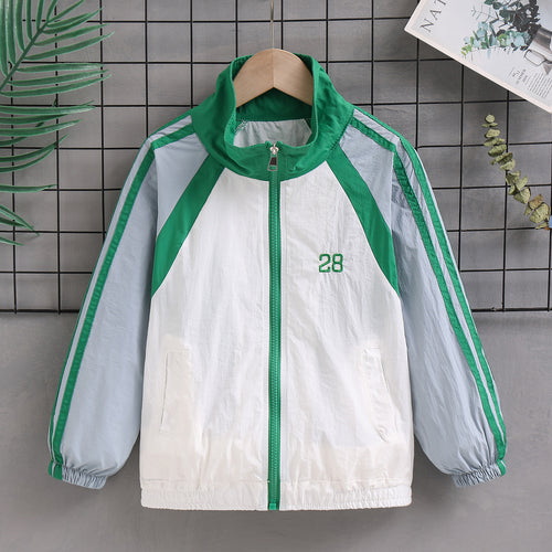 Damen nan sportlicher Retro Windbreaker mit Stehkragen und Raglanärmeln R&B