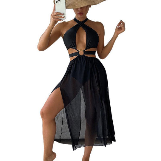 Damen Badeanzug mit modischem Cut-Out, hohem Schlitz und elegantem Ringdetail EB