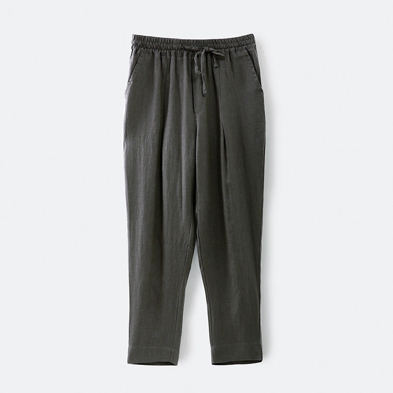 Damen lässige Leinenhose mit elastischem Bund und praktischen Seitentaschen EB