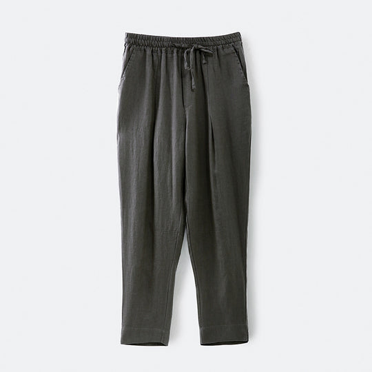 Damen lässige Leinenhose mit elastischem Bund und praktischen Seitentaschen EB