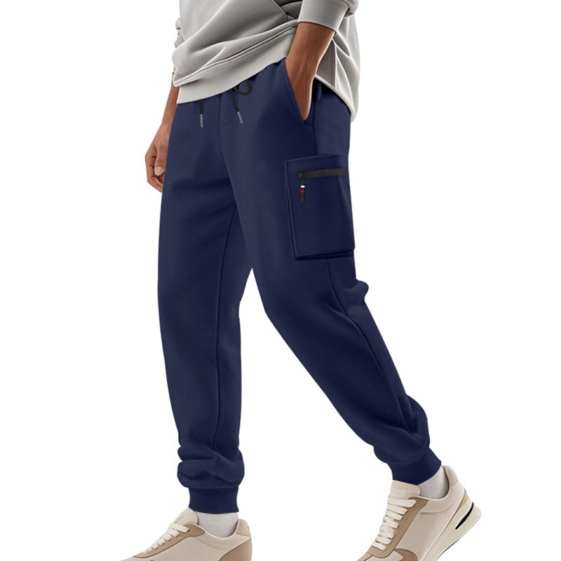 Herren Cargo-Jogginghose mit Reißverschluss-Cargotasche, elastischem Bund und geripptem Saum EB