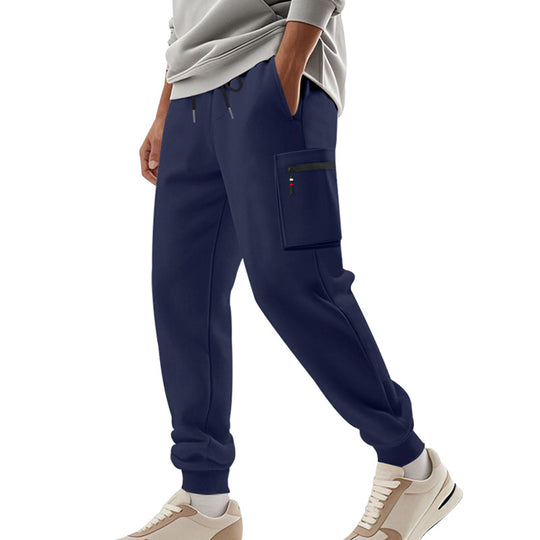 Herren Cargo-Jogginghose mit Reißverschluss-Cargotasche, elastischem Bund und geripptem Saum EB