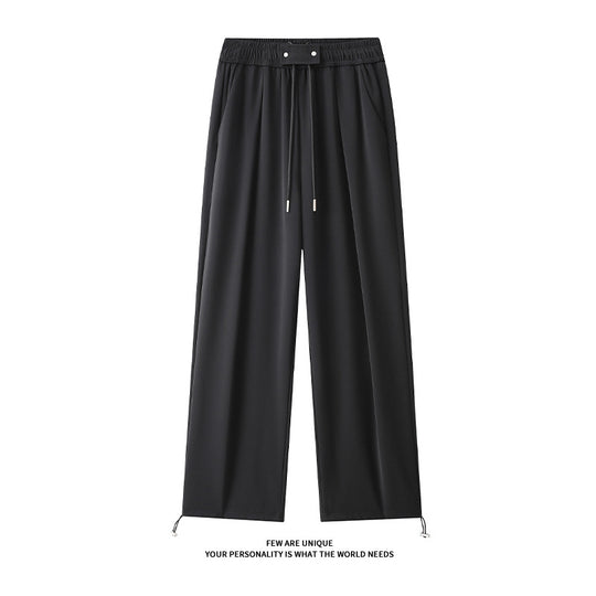 Damen Weitgeschnittene Freizeithose mit elastischem Bund und verstellbarem Kordelzug EB