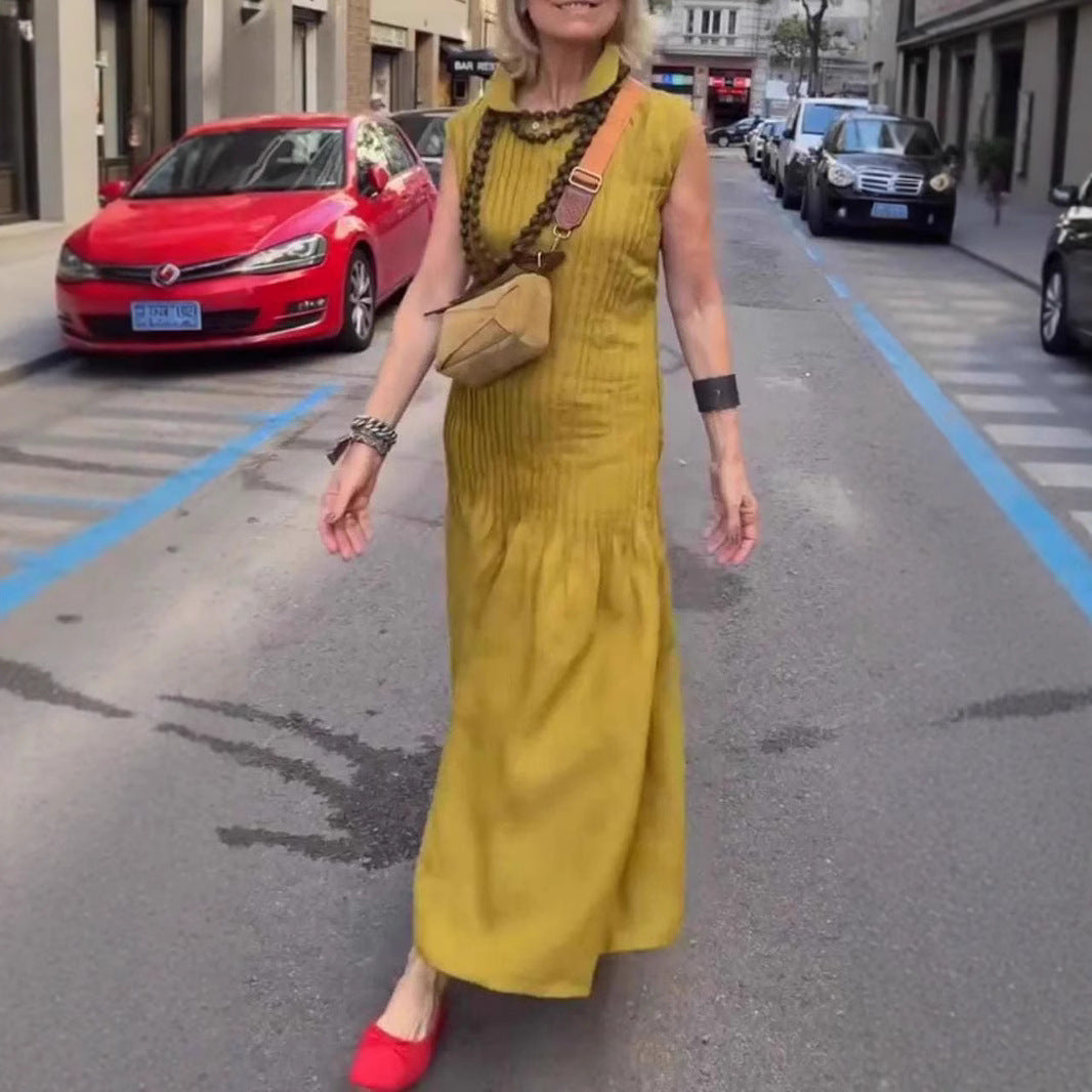 Damen Polo-Maxi-Kleid mit lässigem Schnitt und strukturierter Textur EB