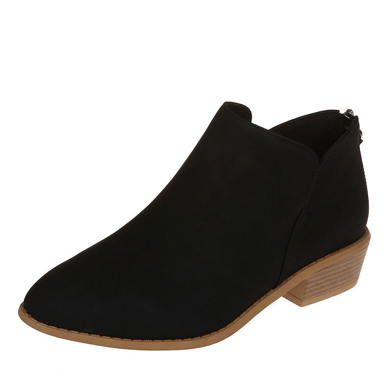 Damen nan spitz zulaufende Schlupf-Ankleboots mit kleinem Blockabsatz und ergonomischem Komfortfußbett EB