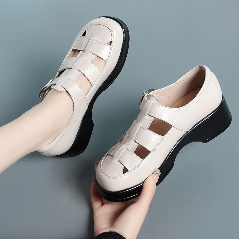 Damen Elegante Komfortsandalen mit verstellbarem Riemen und bequemem Absatz EB
