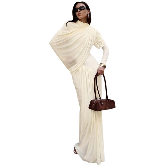 Damen Maxikleid mit innovativer Drapierung und elegantem Stoff EB