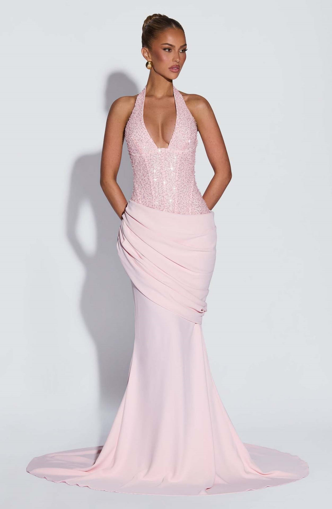 Damen Glänzendes Abendkleid mit figurbetontem Schnitt und schimmernden Pailletten EB