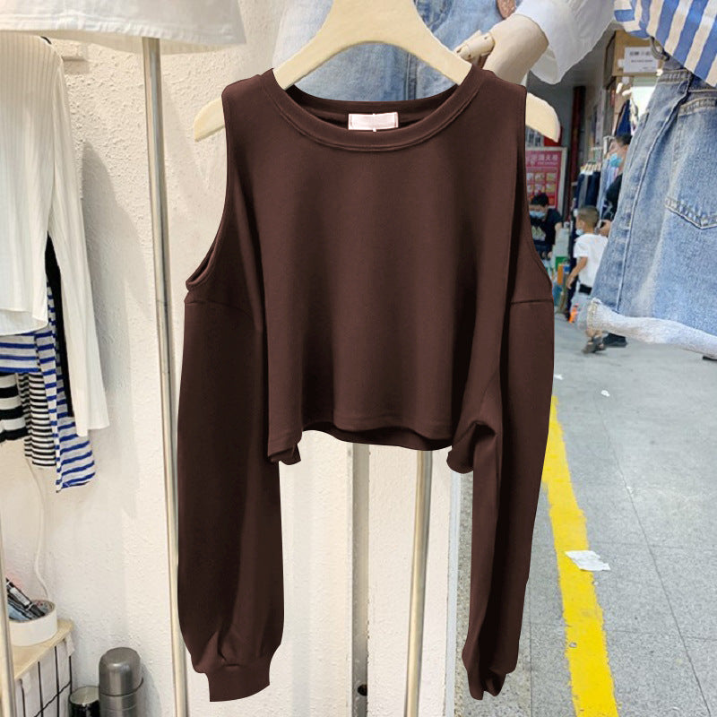 Damen lässiges Crop-Top mit langen Ärmeln EB