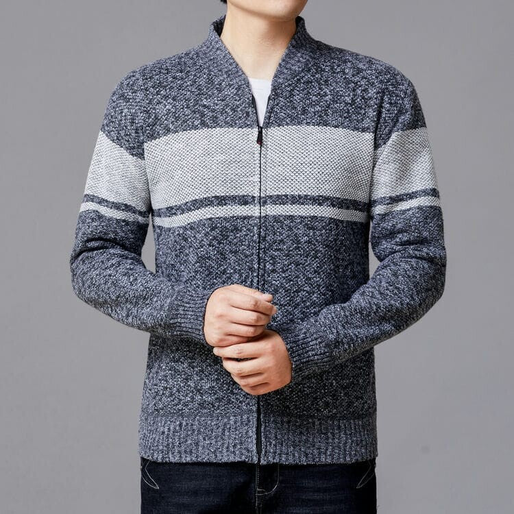 Herren Strickjacke mit modernem Zipper und strukturiertem Design EB