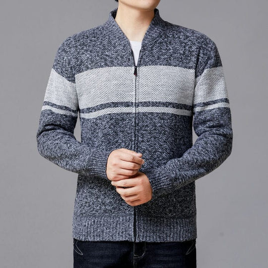 Herren Strickjacke mit modernem Zipper und strukturiertem Design EB