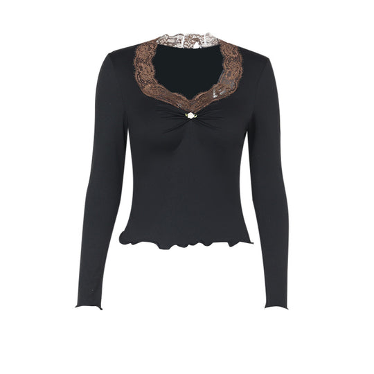 Damen Langarmshirt mit eleganter Spitze und verspieltem Detail EB