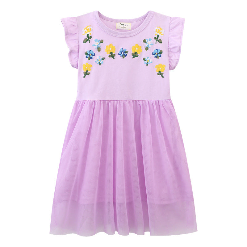 Mädchen Kleid mit zauberhaften Blumenapplikationen EB