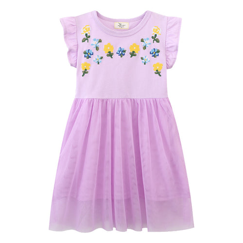 Mädchen Kleid mit zauberhaften Blumenapplikationen EB