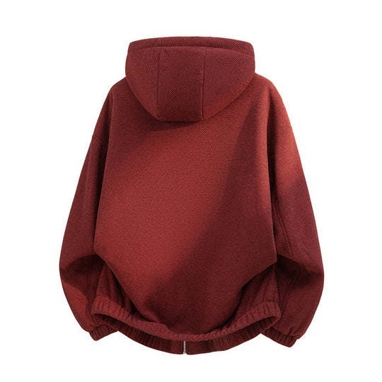 Damen oversized Fleecejacke mit Kapuze und karierter Innenfütterung EB